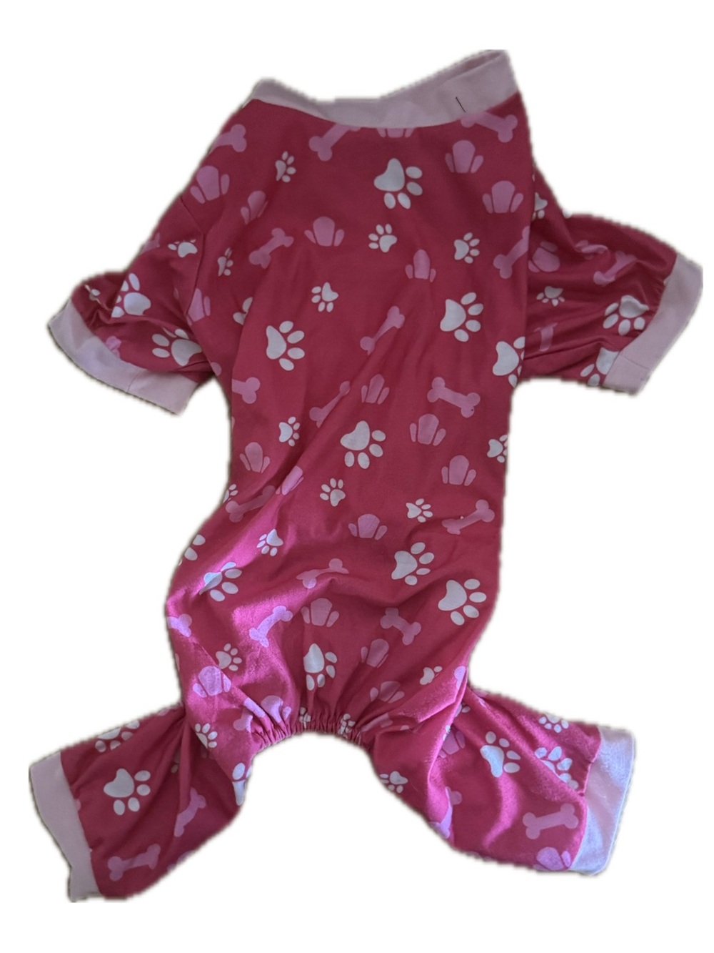 Pink Paw Print Dog Pajamas Onesie – Size Medium